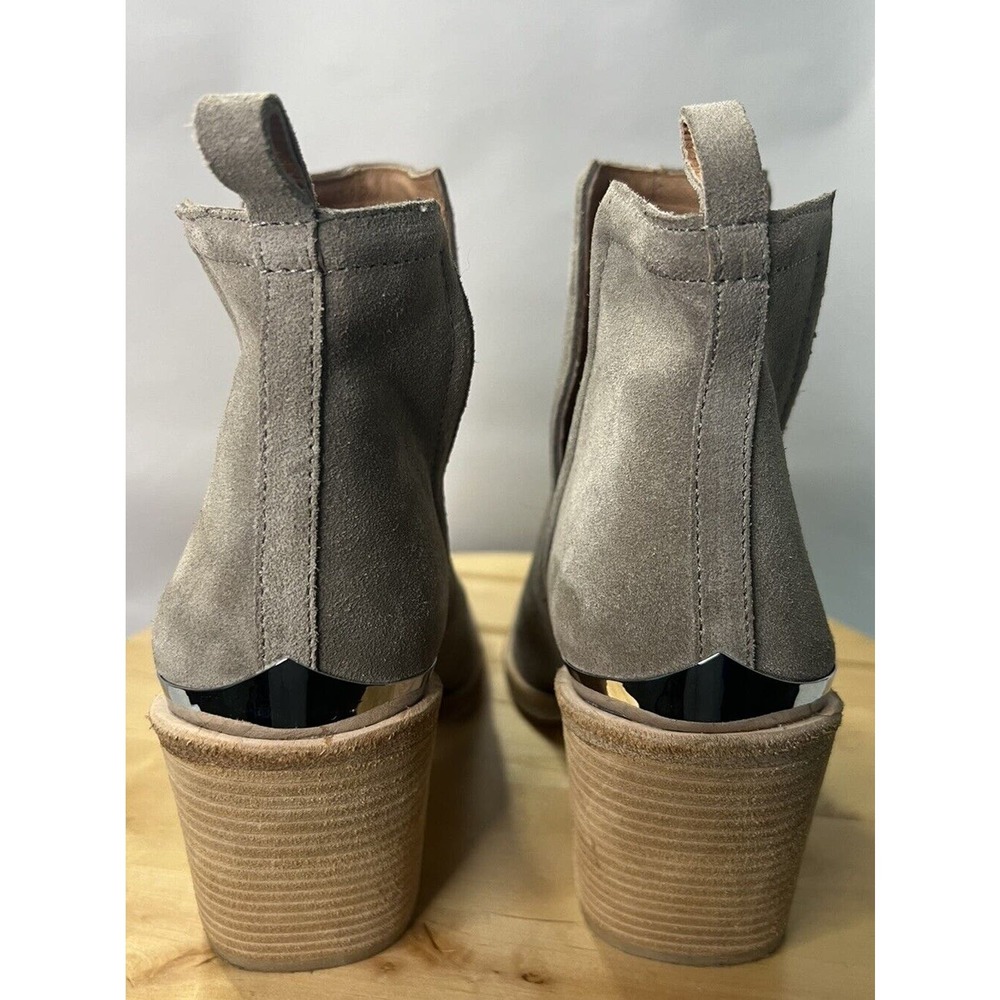 Jeffrey Campbell Cromwell Western Ankle Boots Beige Suede Square Toe Women's 11 - Picture 4 of 9